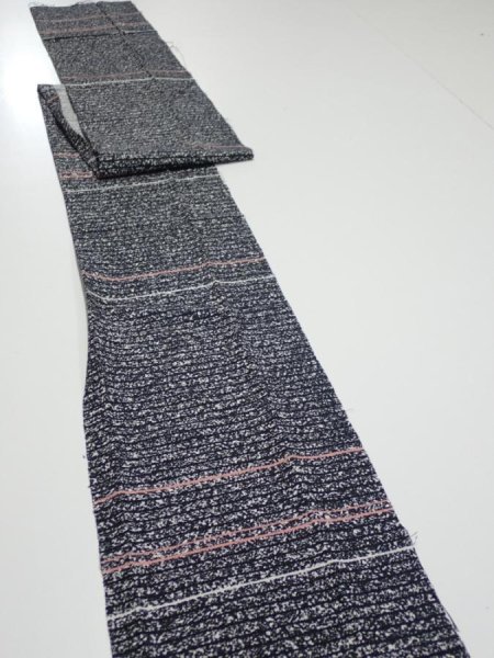 Photo3: 2V09z50  Japanese Kimono Silk  FABRIC  Black 79.1x7.3 (3)