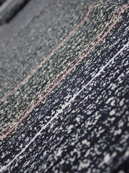 Photo4: 2V09z50  Japanese Kimono Silk  FABRIC  Black 79.1x7.3 (4)