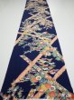 Photo5: 2R06z90  Japanese Kimono Silk  FABRIC Flowers Dark navy 64.2x14.8 (5)