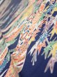 Photo4: 2R07z40  Japanese Kimono Silk  FABRIC Flowers Dark navy 57.1x7.7 (4)