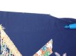 Photo6: 2R08z40  Japanese Kimono Silk  FABRIC Flowers Dark navy 57.1x7.9 (6)