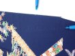 Photo7: 2R08z40  Japanese Kimono Silk  FABRIC Flowers Dark navy 57.1x7.9 (7)