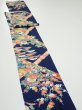 Photo3: 2R09z50  Japanese Kimono Silk  FABRIC Flowers Dark navy 78.0x6.7 (3)