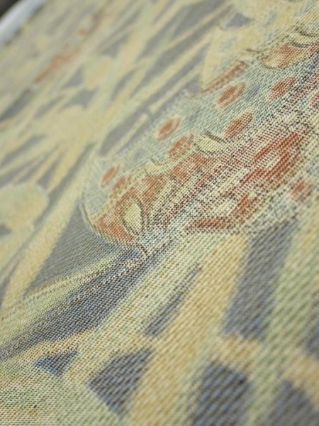 Photo4: 2R01z40  Japanese Kimono Silk TSUMUGI FABRIC Butterfly Navy-Gray 43.7x14.6 (4)