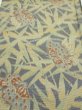 Photo1: 2R02z40  Japanese Kimono Silk TSUMUGI FABRIC Butterfly Navy-Gray 43.3x14.8 (1)