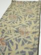 Photo3: 2R02z40  Japanese Kimono Silk TSUMUGI FABRIC Butterfly Navy-Gray 43.3x14.8 (3)