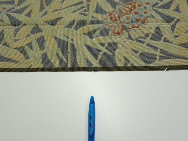 Photo6: 2R03z60  Japanese Kimono Silk TSUMUGI FABRIC Butterfly Navy-Gray 59.4x14.6 (6)