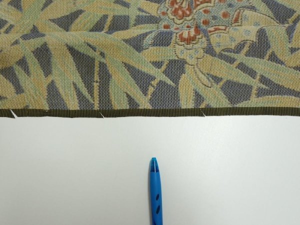 Photo6: 2R04z60  Japanese Kimono Silk TSUMUGI FABRIC Butterfly Navy-Gray 59.8x14.6 (6)