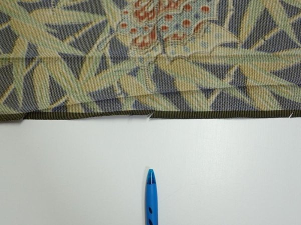Photo6: 2R06z60  Japanese Kimono Silk TSUMUGI FABRIC Butterfly Navy-Gray 58.3x14.6 (6)