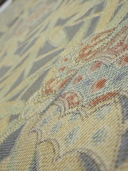 Photo4: 2R08z30  Japanese Kimono Silk TSUMUGI FABRIC Butterfly Navy-Gray 53.5x7.3 (4)