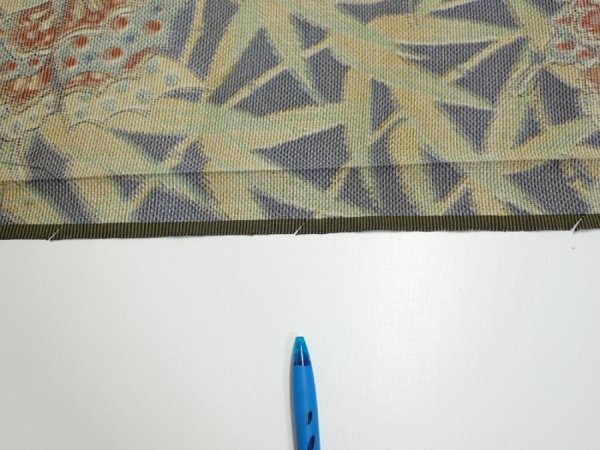 Photo6: 2R08z30  Japanese Kimono Silk TSUMUGI FABRIC Butterfly Navy-Gray 53.5x7.3 (6)