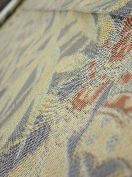 Photo4: 2R09z40  Japanese Kimono Silk TSUMUGI FABRIC Butterfly Navy-Gray 75.6x7.3 (4)