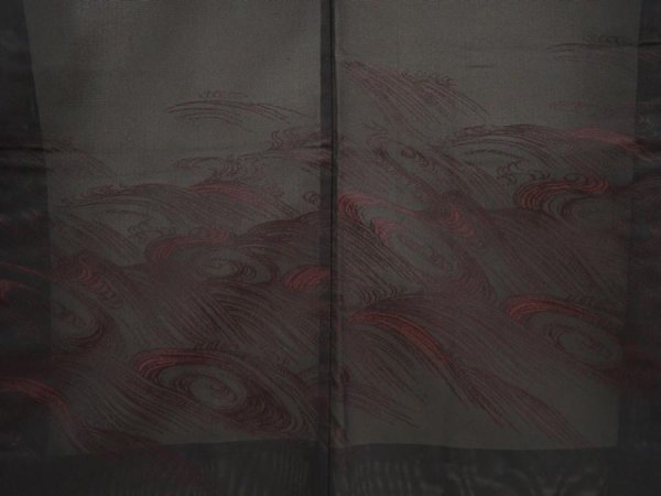Photo3: 6915T01z270 Vintage Japanese Kimono Silk See through HAORI Stream Black (3)