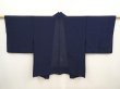 Photo1: 6915T02z240 Vintage Japanese Kimono Silk See through HAORI Plants Navy (1)