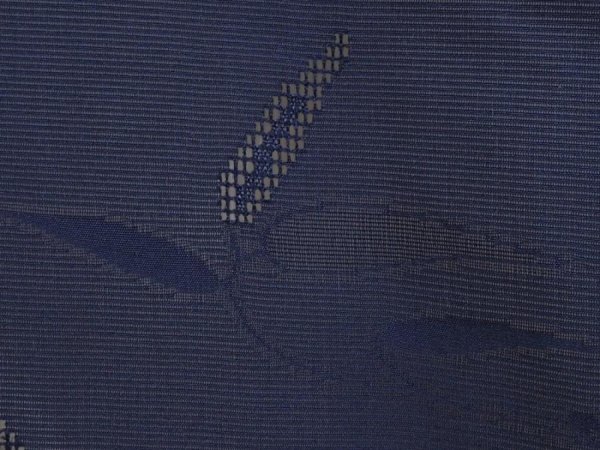 Photo4: 6915T02z240 Vintage Japanese Kimono Silk See through HAORI Plants Navy (4)