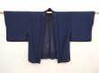 Photo5: 6915T02z240 Vintage Japanese Kimono Silk See through HAORI Plants Navy (5)