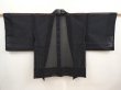 Photo1: 6915T03z210 Vintage Japanese Kimono Silk See through HAORI Plain Black (1)