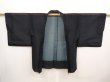 Photo5: 6915T03z210 Vintage Japanese Kimono Silk See through HAORI Plain Black (5)