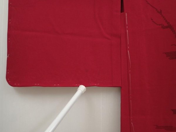 Photo5: 6915T04z280 Vintage Japanese Kimono Silk See through HAORI Tree Wine red (5)