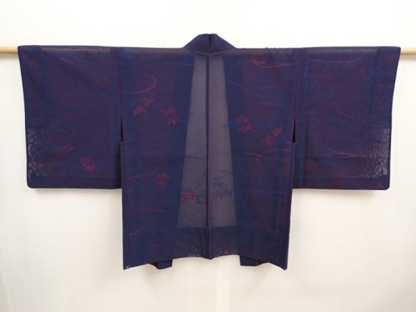 Photo1: 6915T05z270 Vintage Japanese Kimono Silk See through HAORI Maple (1)