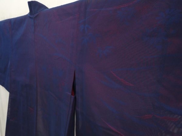 Photo2: 6915T05z270 Vintage Japanese Kimono Silk See through HAORI Maple (2)