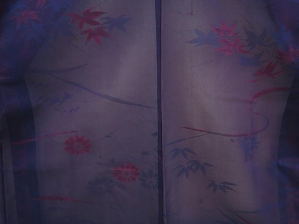 Photo3: 6915T05z270 Vintage Japanese Kimono Silk See through HAORI Maple (3)