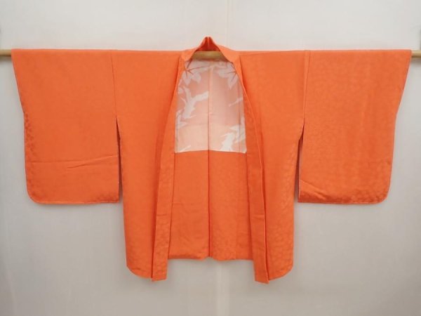 Photo6: 6915T06z610 Vintage Japanese Kimono Silk HAORI Plum blossom Orangered (6)