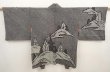 Photo1: 6915T07z520 Vintage Japanese Kimono Silk SHIBORI HAORI Tower Black (1)
