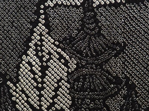 Photo4: 6915T07z520 Vintage Japanese Kimono Silk SHIBORI HAORI Tower Black (4)