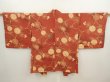 Photo1: 6915T08z520 Vintage Japanese Kimono Silk HAORI Chrysanthemum Red-Brown (1)