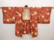 Photo5: 6915T08z520 Vintage Japanese Kimono Silk HAORI Chrysanthemum Red-Brown (5)
