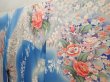 Photo2: 6915T11z1090  Japanese Kimono Silk FURISODE Flowers Blue (2)