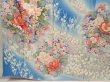 Photo6: 6915T11z1090  Japanese Kimono Silk FURISODE Flowers Blue (6)