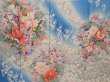 Photo8: 6915T11z1090  Japanese Kimono Silk FURISODE Flowers Blue (8)