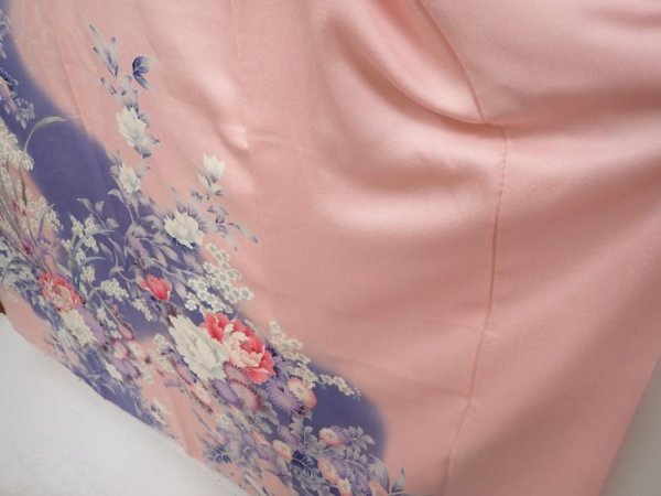 Photo4: 6915T13z1120  Japanese Kimono Silk FURISODE Peony Pink (4)