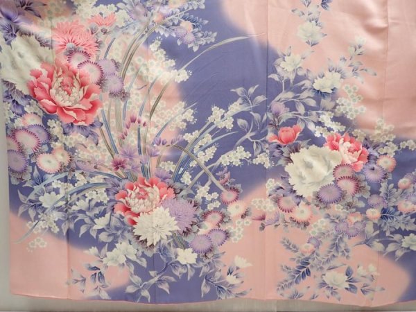 Photo5: 6915T13z1120  Japanese Kimono Silk FURISODE Peony Pink (5)