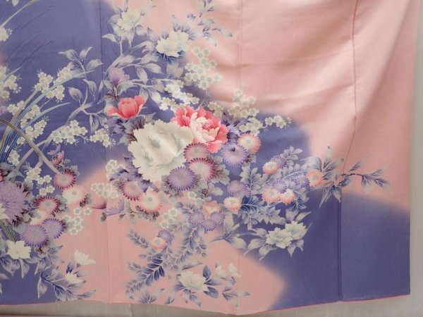 Photo7: 6915T13z1120  Japanese Kimono Silk FURISODE Peony Pink (7)