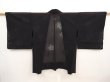 Photo1: 6916T01z330 Vintage Japanese Kimono Silk See through HAORI Ivy Black (1)