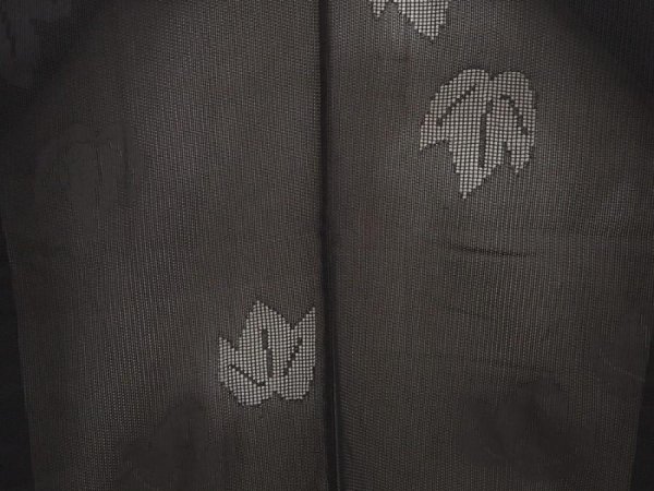 Photo3: 6916T01z330 Vintage Japanese Kimono Silk See through HAORI Ivy Black (3)