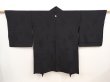 Photo1: 6916T02z280 Vintage Japanese Kimono Silk HAORI Flowers Black (1)