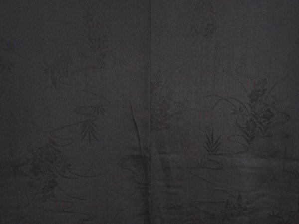 Photo3: 6916T02z280 Vintage Japanese Kimono Silk HAORI Flowers Black (3)