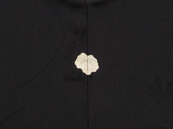 Photo5: 6916T02z280 Vintage Japanese Kimono Silk HAORI Flowers Black (5)