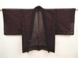 Photo1: 6916T03z250 Vintage Japanese Kimono Silk See through HAORI Flowers Black (1)
