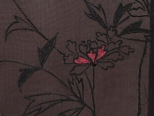 Photo4: 6916T03z250 Vintage Japanese Kimono Silk See through HAORI Flowers Black (4)