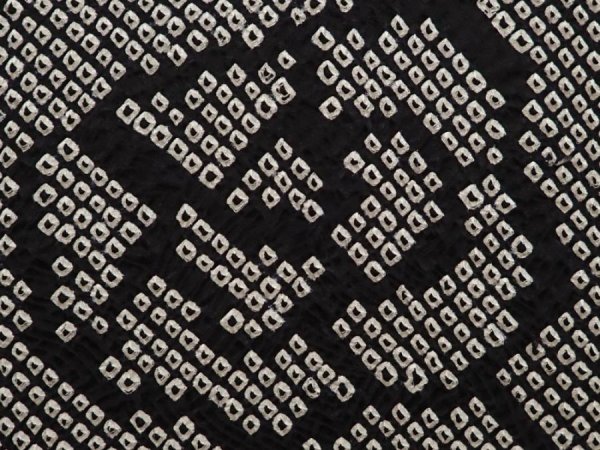 Photo4: 6916T05z460 Vintage Japanese Kimono Silk SHIBORI HAORI Flower Black (4)