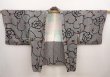 Photo5: 6916T05z460 Vintage Japanese Kimono Silk SHIBORI HAORI Flower Black (5)