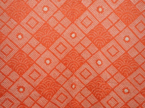 Photo3: 6916T07z640 Vintage Japanese Kimono Silk SHIBORI HAORI  Orangered (3)
