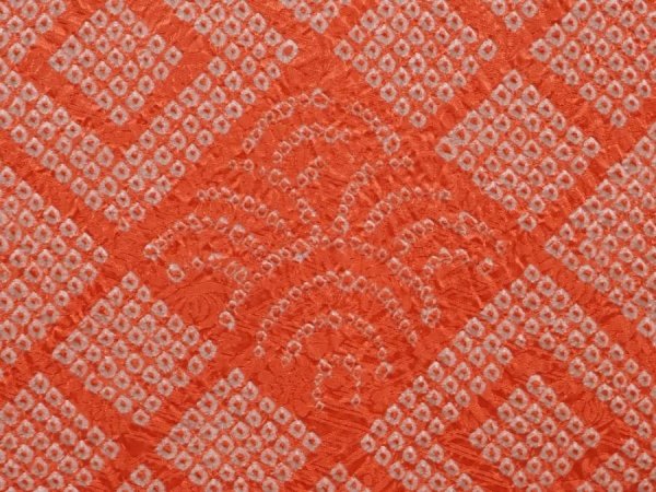 Photo4: 6916T07z640 Vintage Japanese Kimono Silk SHIBORI HAORI  Orangered (4)
