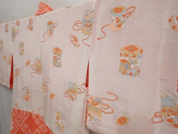 Photo7: 6916T07z640 Vintage Japanese Kimono Silk SHIBORI HAORI  Orangered (7)