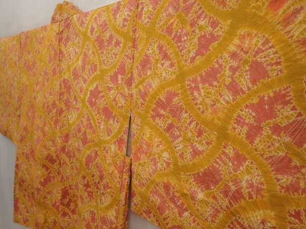 Photo2: 6916T08z520 Vintage Japanese Kimono Silk HAORI  Dark coral (2)